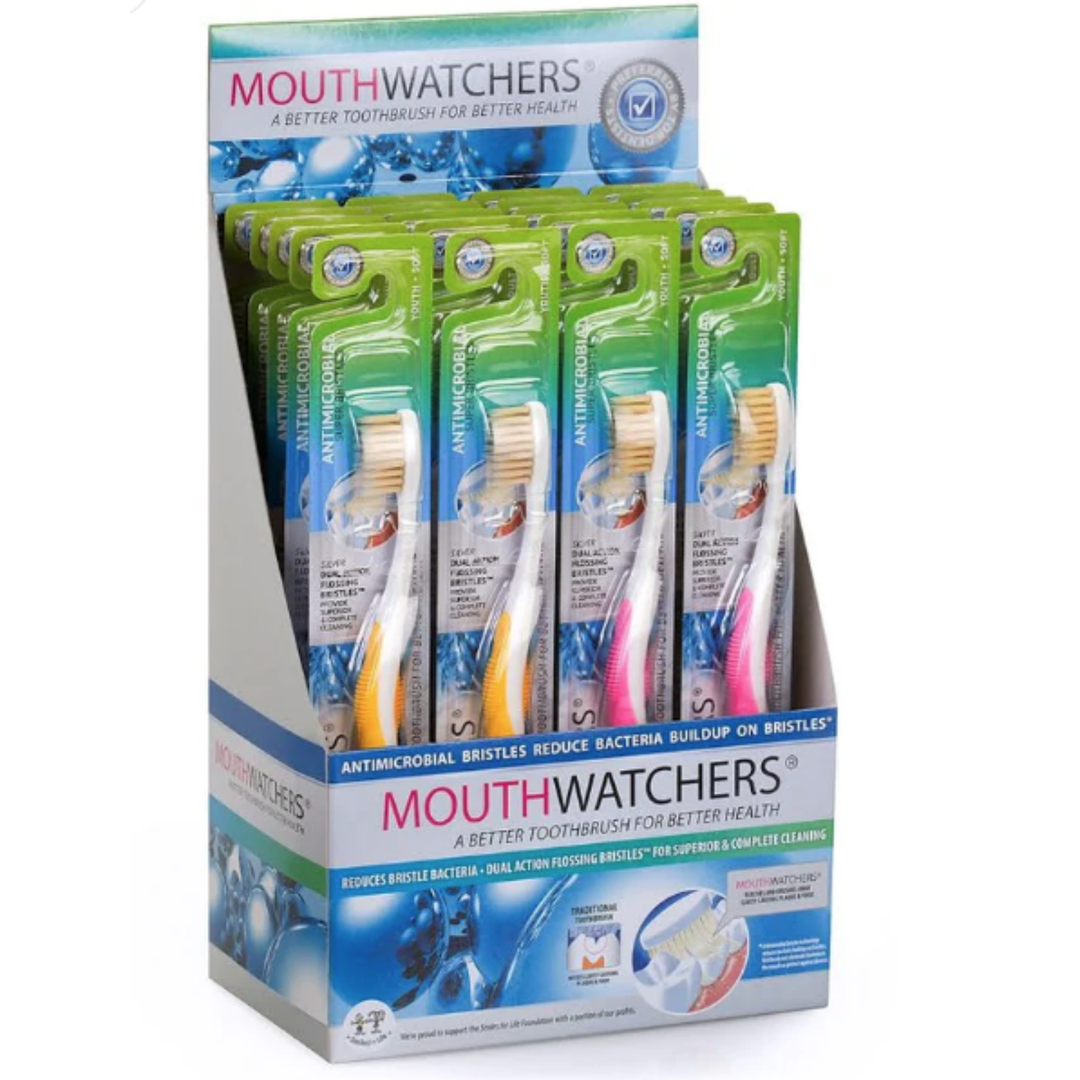 Mouthwatchers Youth Toothbrush 20 Count Display Size 5 Dental Hygiene Support