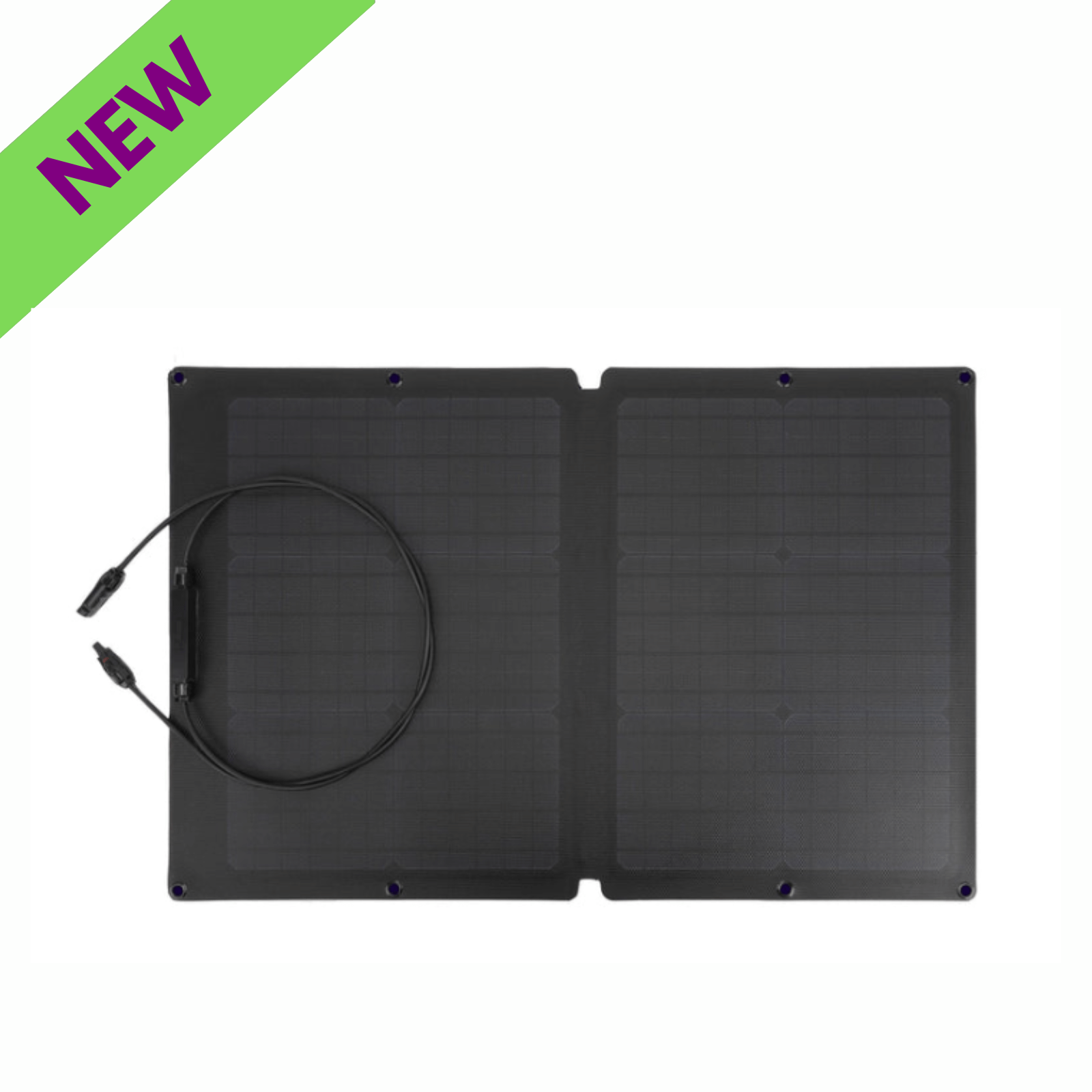 Ecoflow Portable Solar Panel Charger 60W foldable design with cord for outdoor power solutions, labeled as NEW.