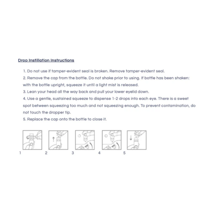 Drop instillation instructions for Qty 4 Eyeganics Organic Eye Drops showing step-by-step guide.