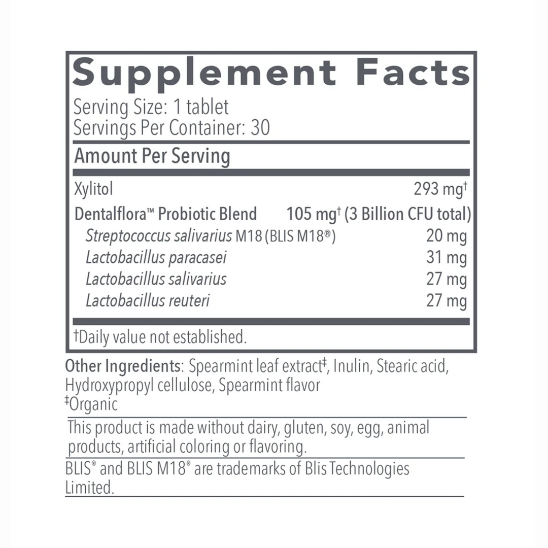 Biocidin Botanical Formulas Dentalflora Daily Oral Probiotic 30 Mint Capsules
