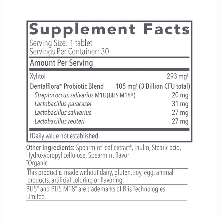 Biocidin Botanical Formulas Dentalflora Daily Oral Probiotic 30 Mint Capsules