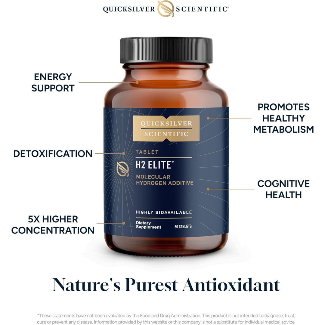 Quicksilver Scientific H2 Elite Molecular Hydrogen Water Additive Support 60 Tabs