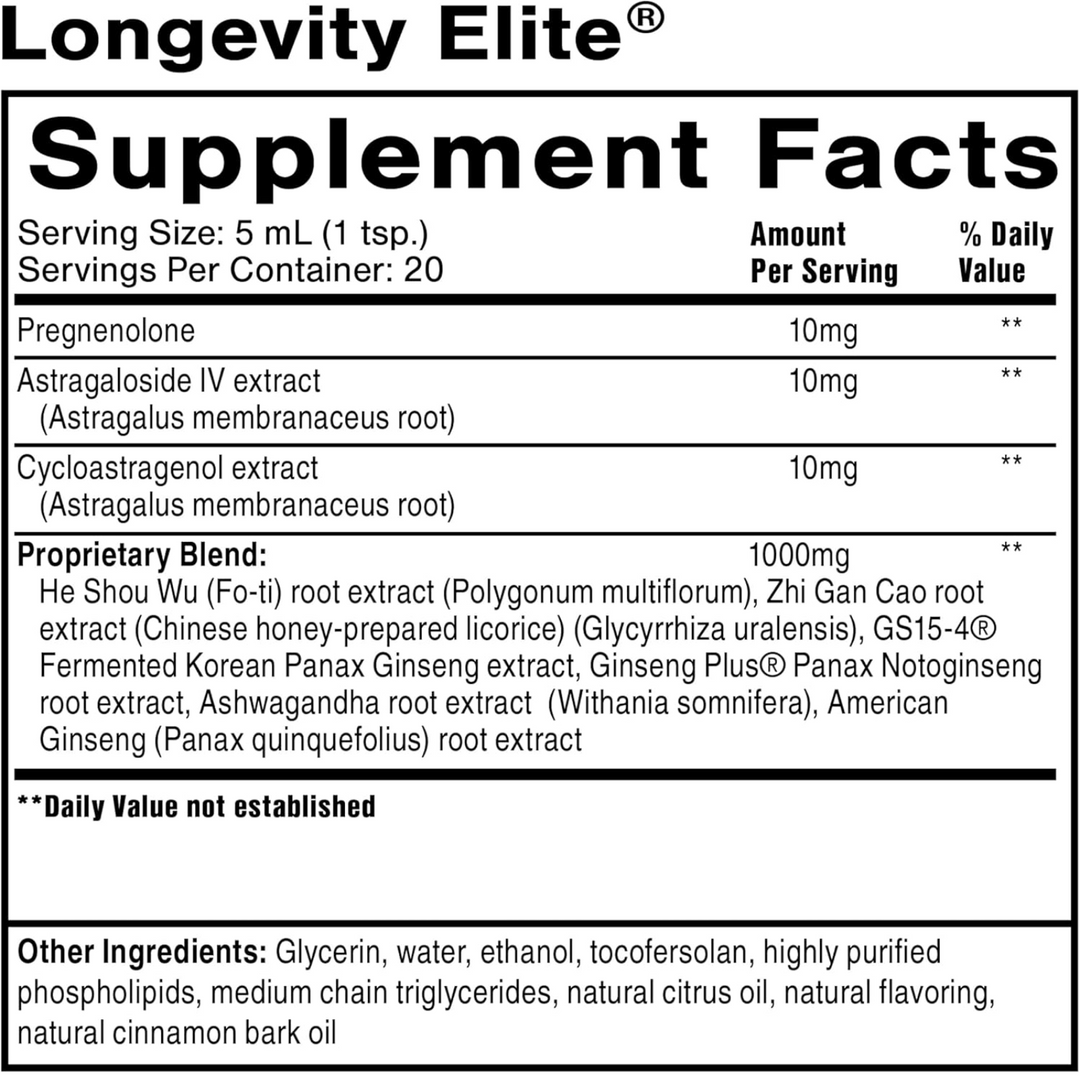 Quicksilver Scientific Longevity Elite 100ml Cellular Aging and Vitality Support