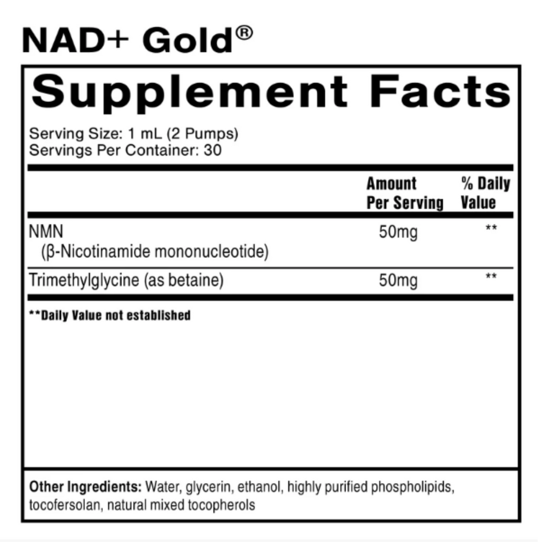 Quicksilver Scientific NAD+ Gold 30mL Supports Metabolism Energy Brain Function