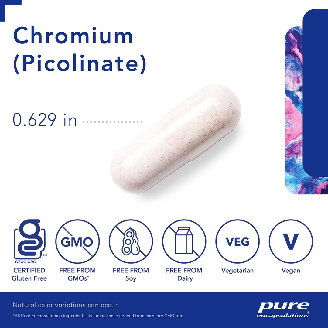 Pure Encapsulations Chromium Picolinate 500mcg Lipid and Carb Metabolism 60 Caps