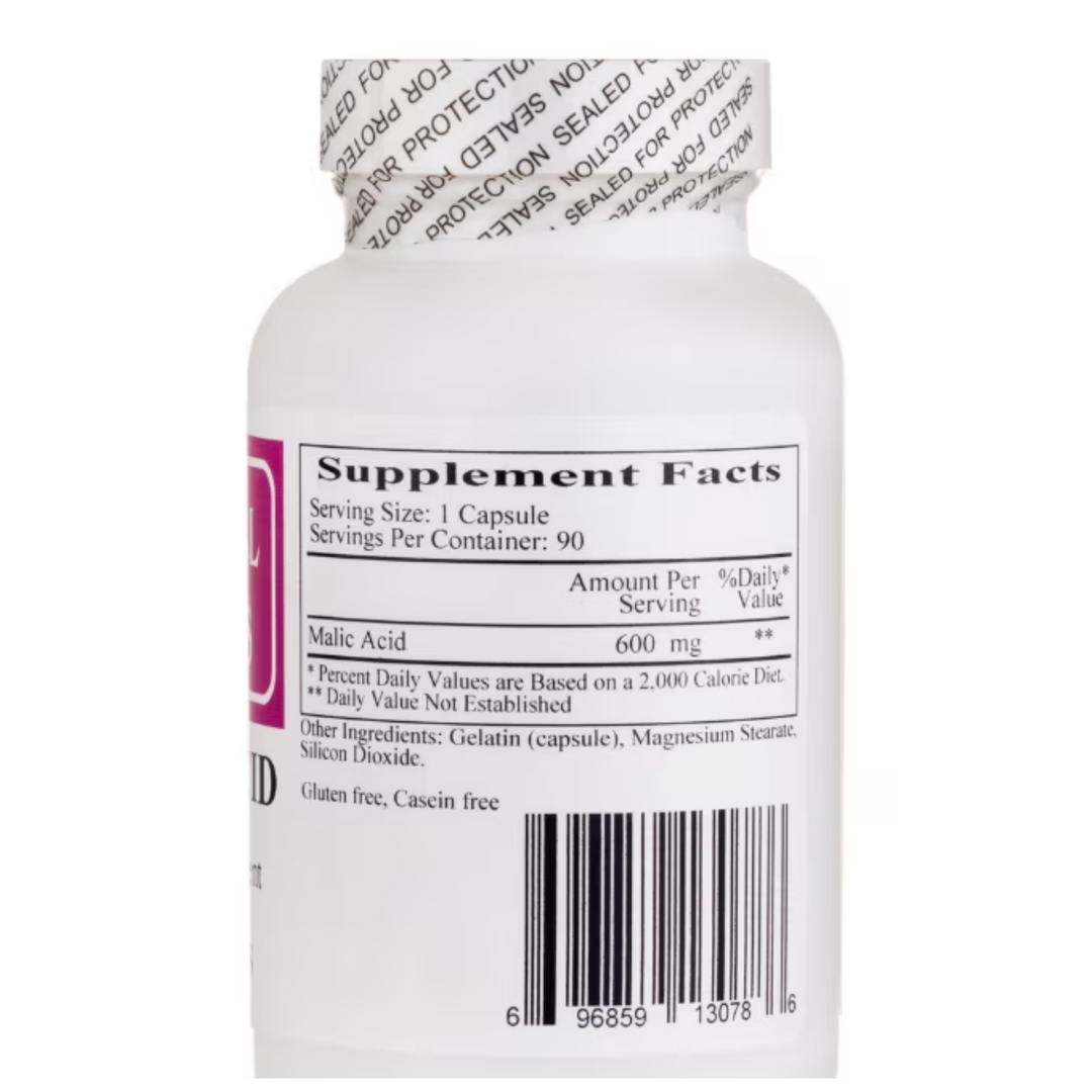 Ecological Formulas C Malicacid cellular energy support supplement facts label showing ingredients and serving information.