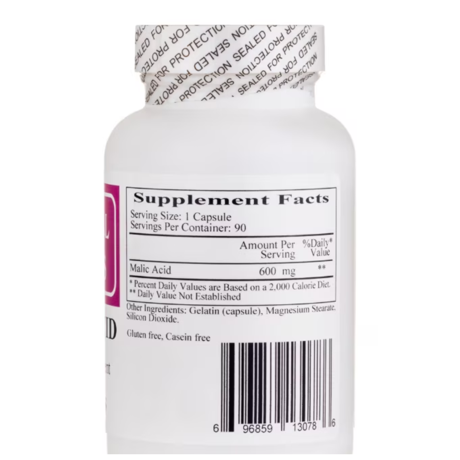 Ecological Formulas C Malicacid cellular energy support supplement facts label showing ingredients and serving information.