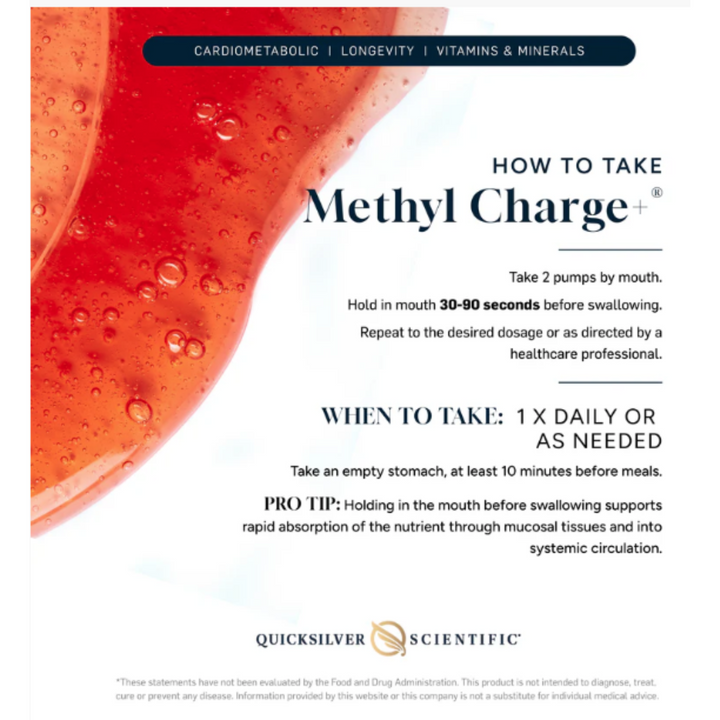 Quicksilver Scientific Methyl Charge+ Supports Methylation and Energy 1.7 FL OZ