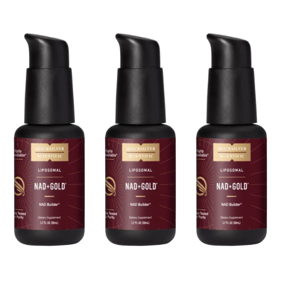 Quicksilver Scientific NAD+ Gold TMG 50 ml 3 Pack bottles, age management elixir.