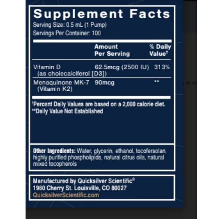 Quicksilver Scientific Vitamin D3/K2 1.7 Oz D3_K2 3 PACK