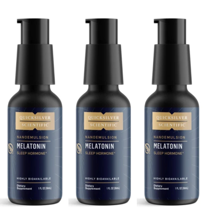 Quicksilver Scientific Liposomal Melatonin Neuroprotective Regular Dose MEL 3 Pack bottles.
