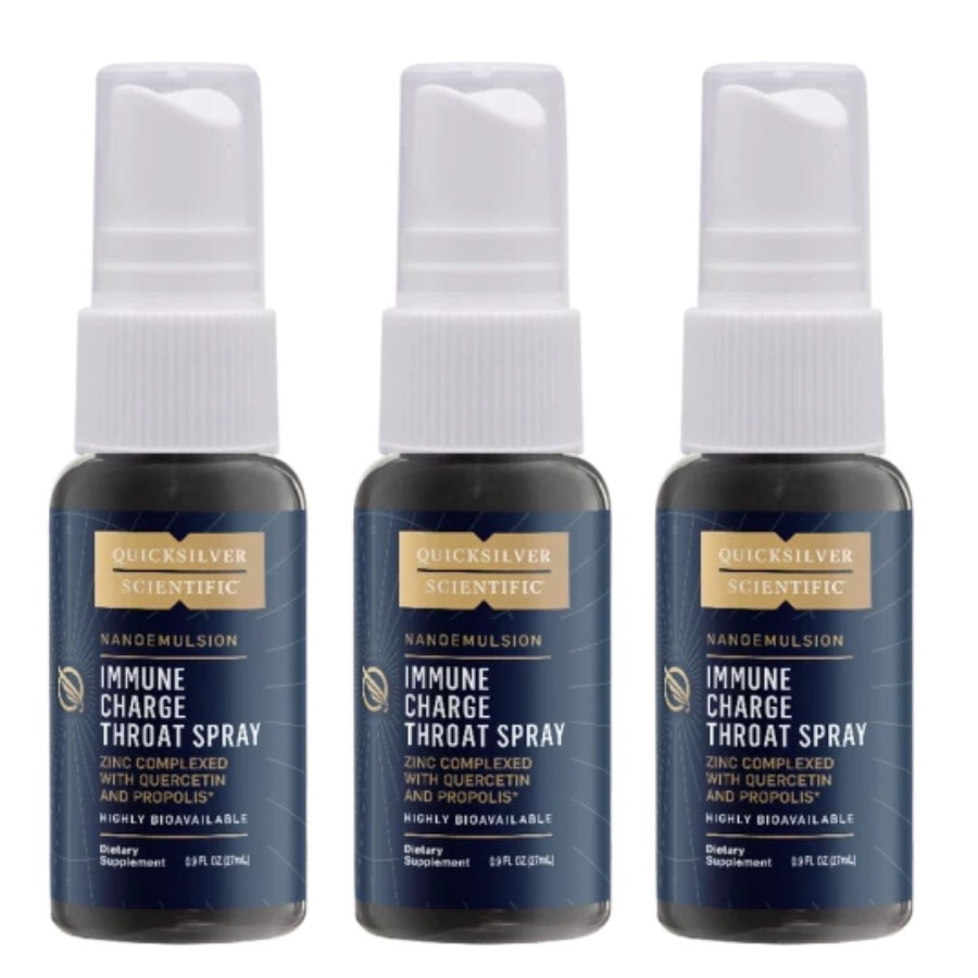 Quicksilver Scientific Immune Charge+® Throat Zinc-based Spray 27mL 3 PACK for immune support.