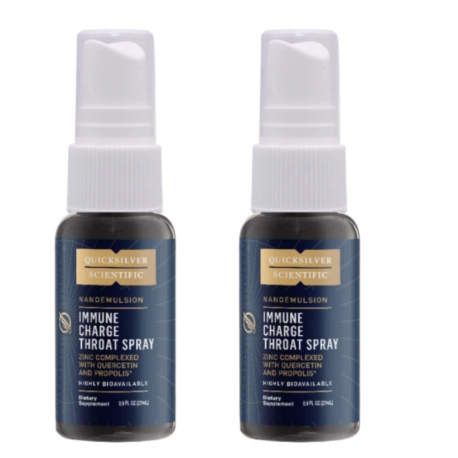 Quicksilver Scientific Immune Charge+® Throat Zinc-based Spray 27mL 2 PACK for immune support.