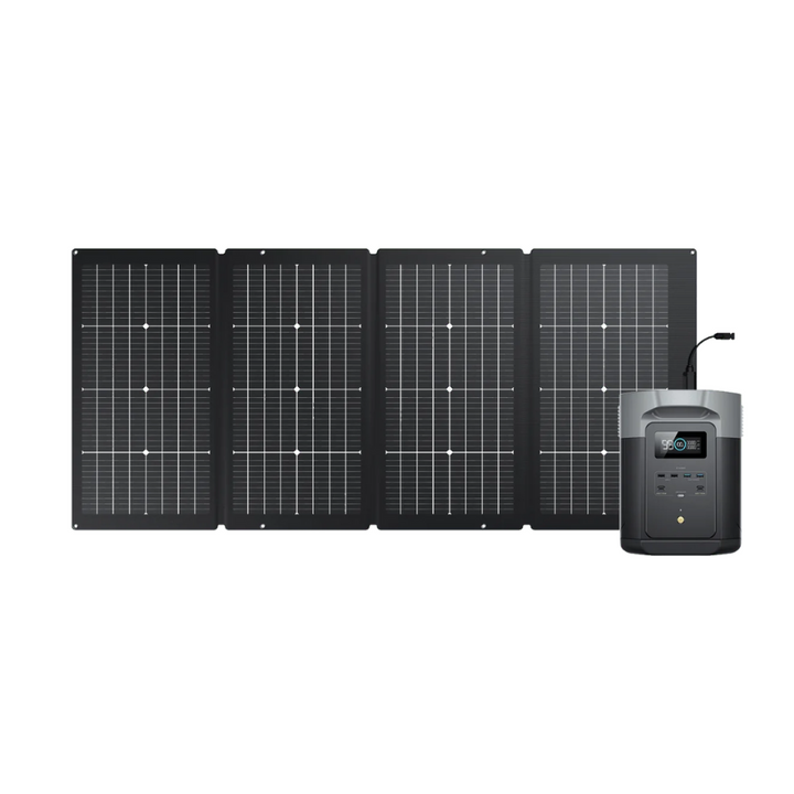 EcoFlow DELTA 2 Max Power Station + One 220W Portable Solar Panel, ideal for safe, affordable island service.
