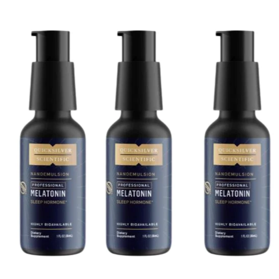 Quicksilver Scientific Liposomal Melatonin High Neuroprotective Dose 3 Pack bottles.
