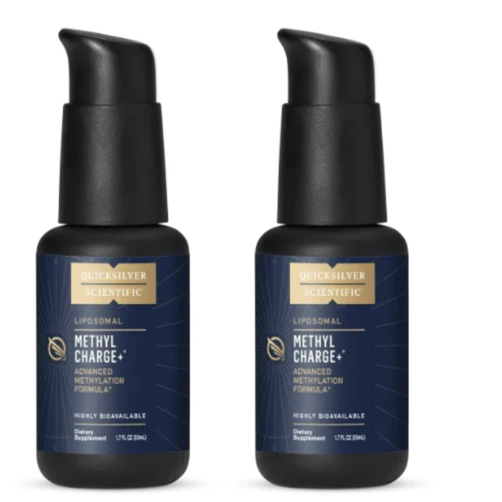 Quicksilver Scientific Methyl Charge+ Methylation Formulation 2-Pack bottles.