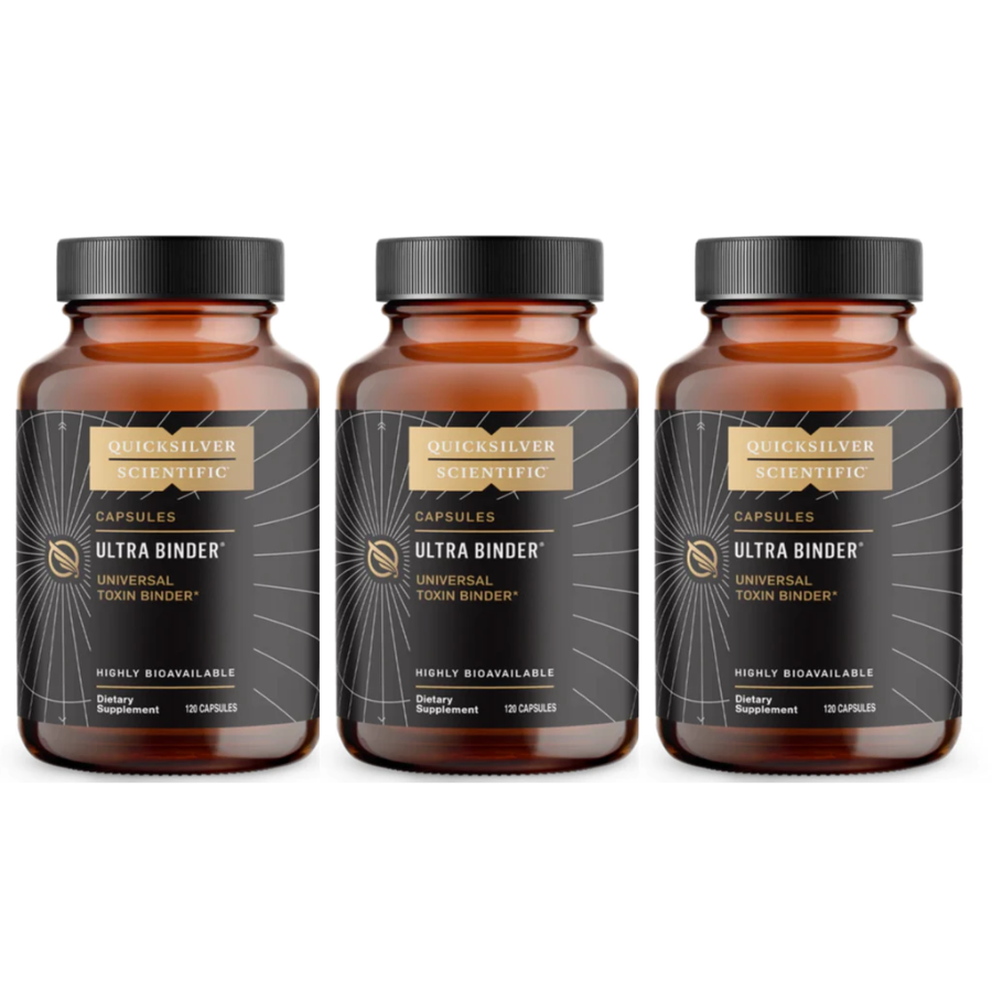 Quicksilver Scientific Ultra Binder Caps 3 pack bottles of 120 capsules for detoxification.