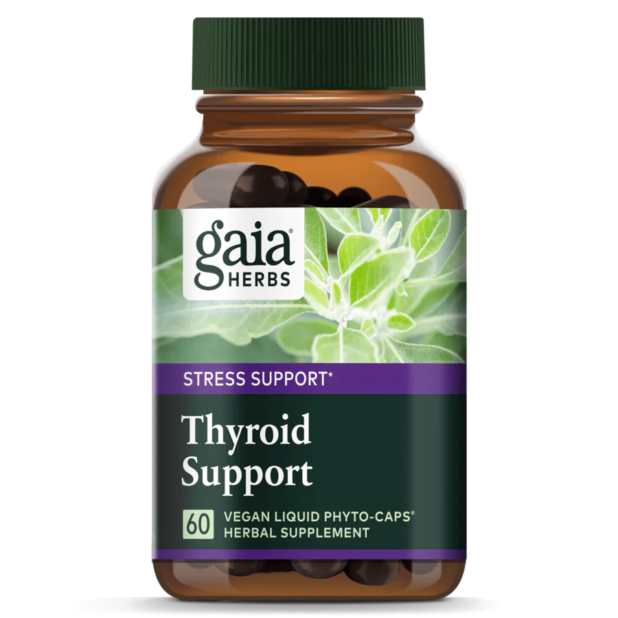 Gaia Herbs Thyroid Support 60 Caps herbal supplement for metabolism and hormone balance.