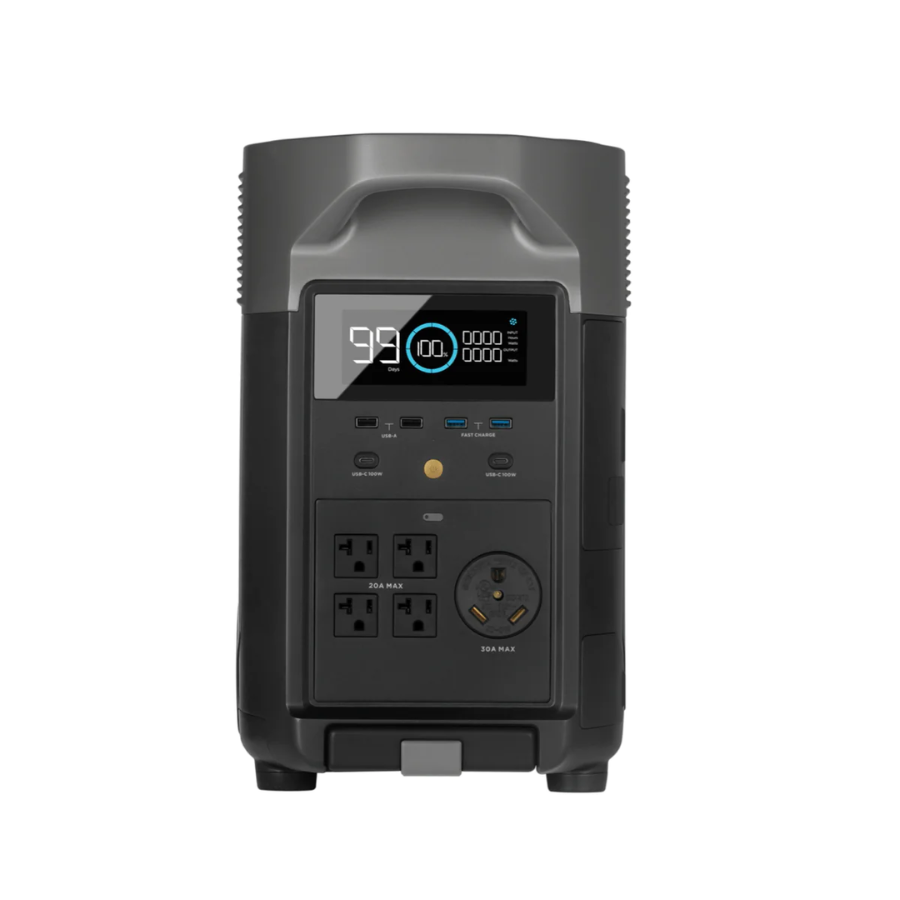 EcoFlow Delta Pro + 2 Extra Batteries: Powerful 7200W Backup Solution for Any Need - front view of power station