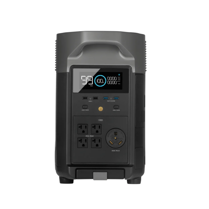 EcoFlow Delta Pro + 2 Extra Batteries: Powerful 7200W Backup Solution for Any Need - front view of power station
