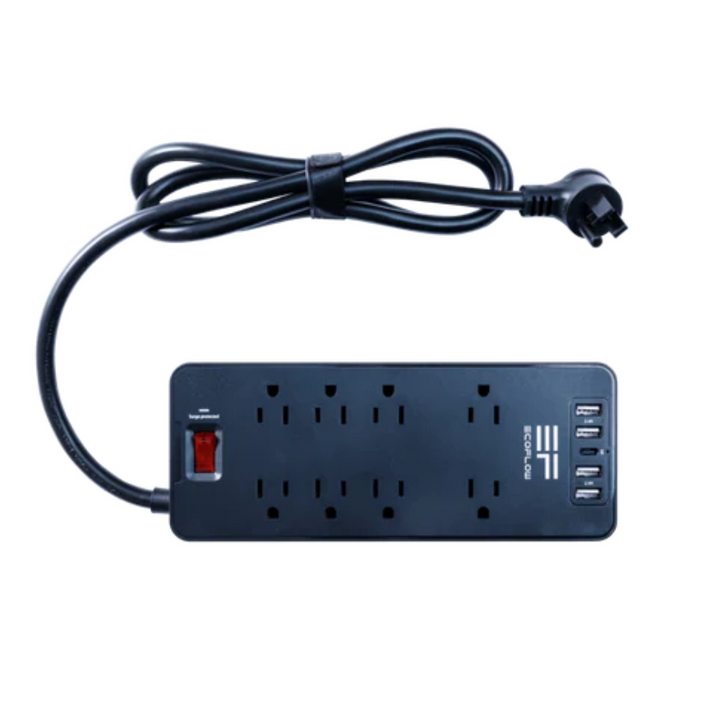 EcoFlow Surge Protector USB for Power Stations 8 AC Outlets 4 USB-A 1 USB-C Port with power cord.