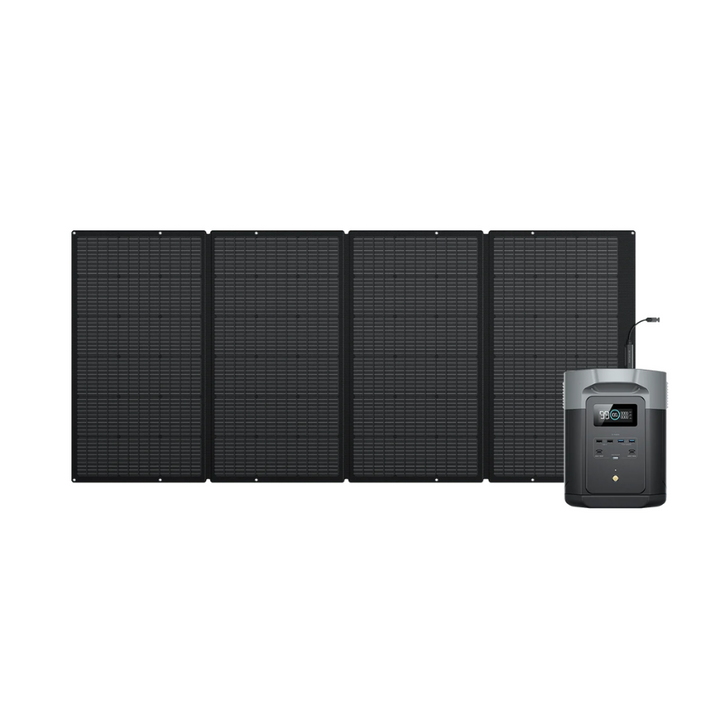 EcoFlow DELTA 2 Max Power Station with 400W solar panel providing portable energy solutions.