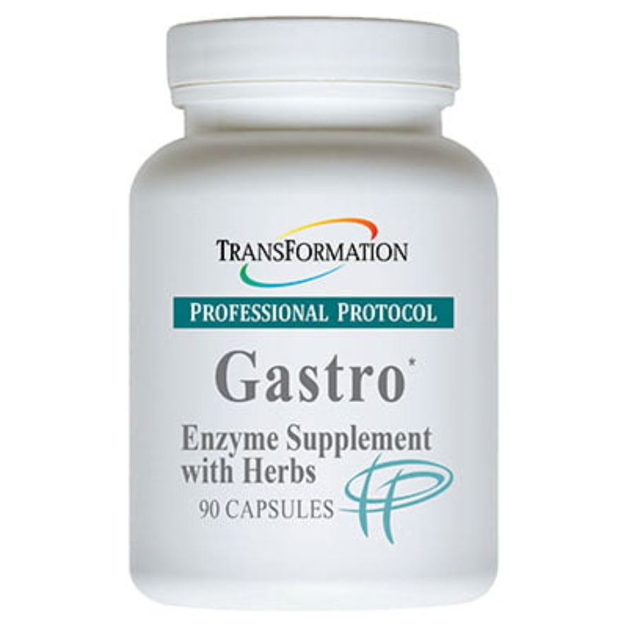Transformation Enzymes Gastro Support Aids Digestive and Gut Health 90 Capsules bottle with herbs