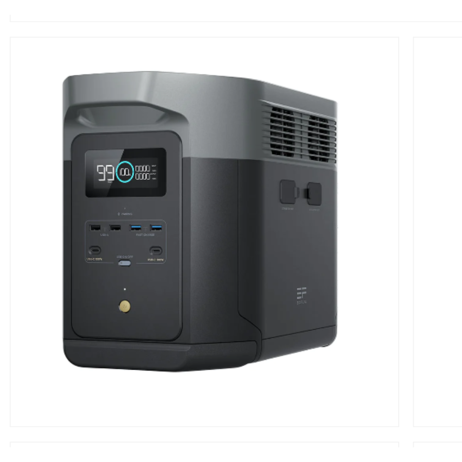 EcoFlow DELTA 2 Max Portable Power Station Home Backup Solar Ready 2048Wh with multiple charging ports.