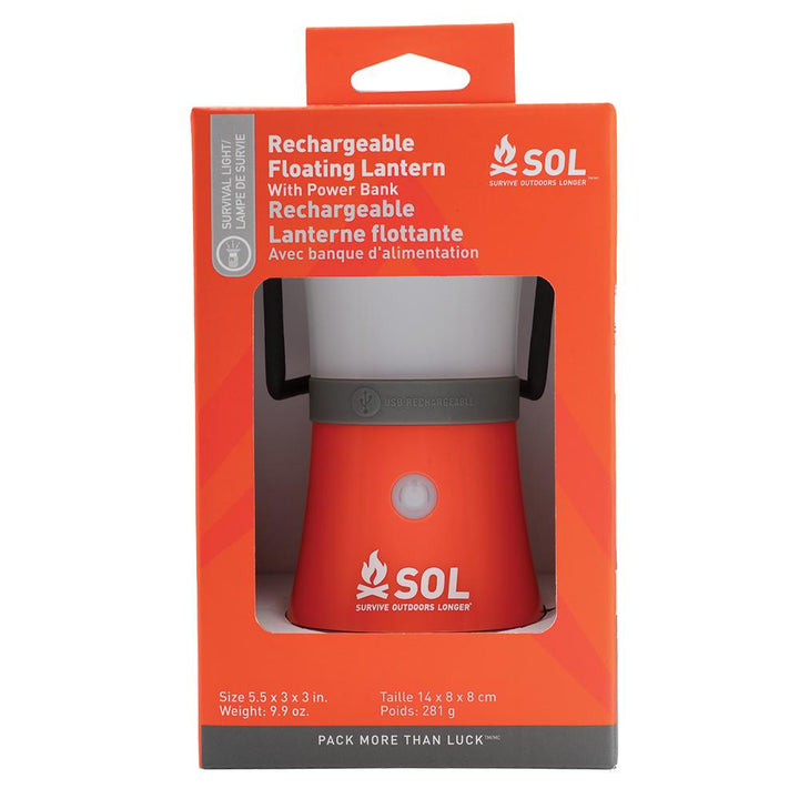 Survive Outdoors Longer Floating Lantern 240 Lumens Orange Rechargeable Light