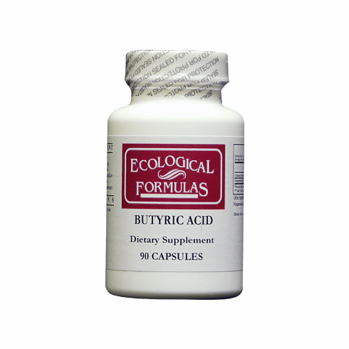 Ecological Formulas Butyric Acid Cal Mag Butyrate bottle with 90 capsules for gut health.