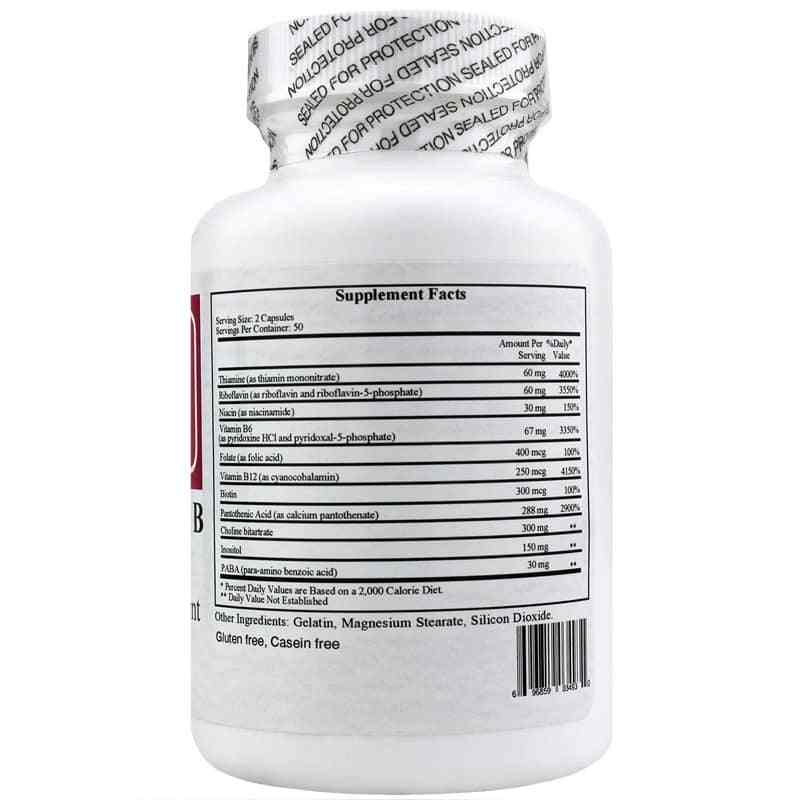 Ecological Formulas Co-Enzyme B Complex supplement facts bottle with ingredients, serving size, and nutritional information.