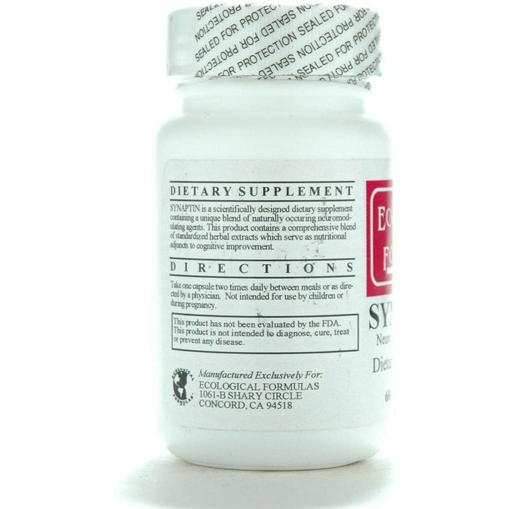 Ecological Formulas Synaptin Neuro Anxonal Supports Cognitive dietary supplement bottle with directions.
