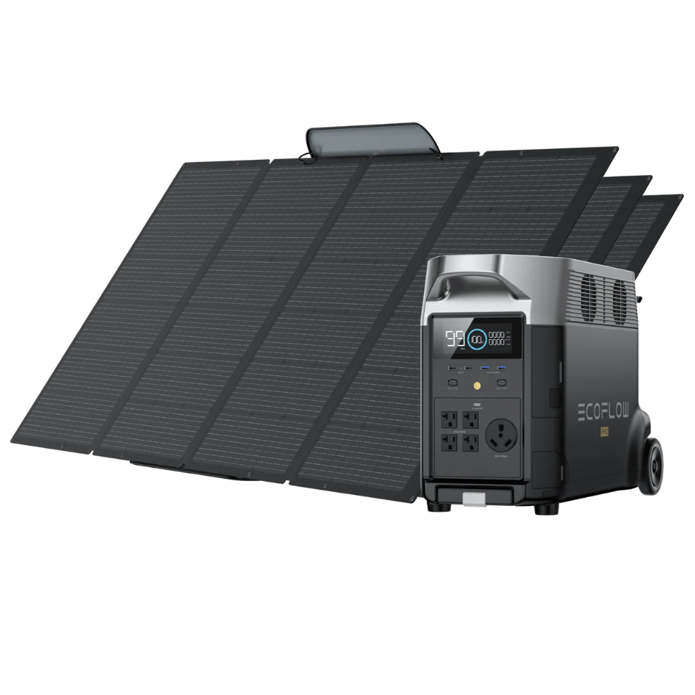 EcoFlow DELTA Pro Portable Power Station With Three 400W Portable Solar Panel for efficient energy solutions.