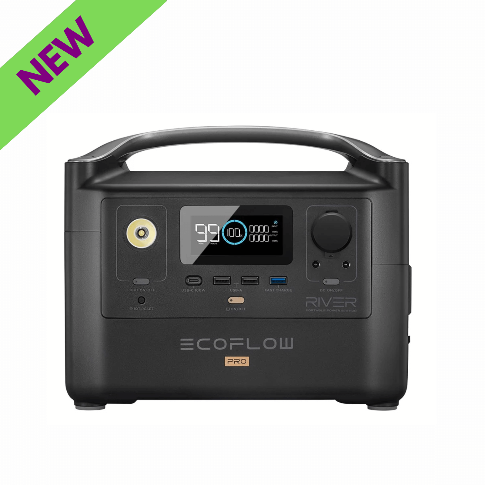 EcoFlow RIVER Pro Portable Power Station 720Wh Backup Battery 600W Generator with digital display and handle