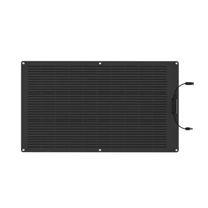 EcoFlow 100W Flexible Solar Panel High Efficiency Waterproof Solar Modules showing sleek design and connectors.