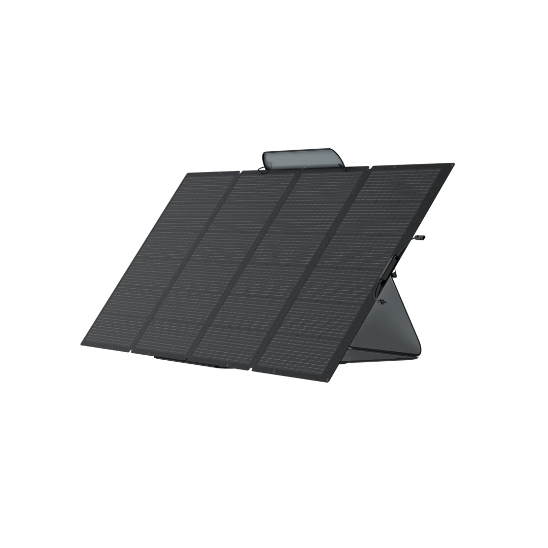 EcoFlow 400W Solar Panel Self Supporting Waterproof Recharge Power Stations displayed on a pivoting stand.
