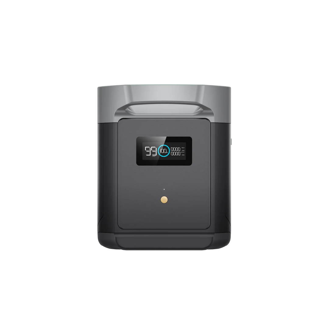 EcoFlow DELTA 2 Max Smart Extra Battery 2048Wh LFP 51.2V 3200W Max New with digital display and sleek design.