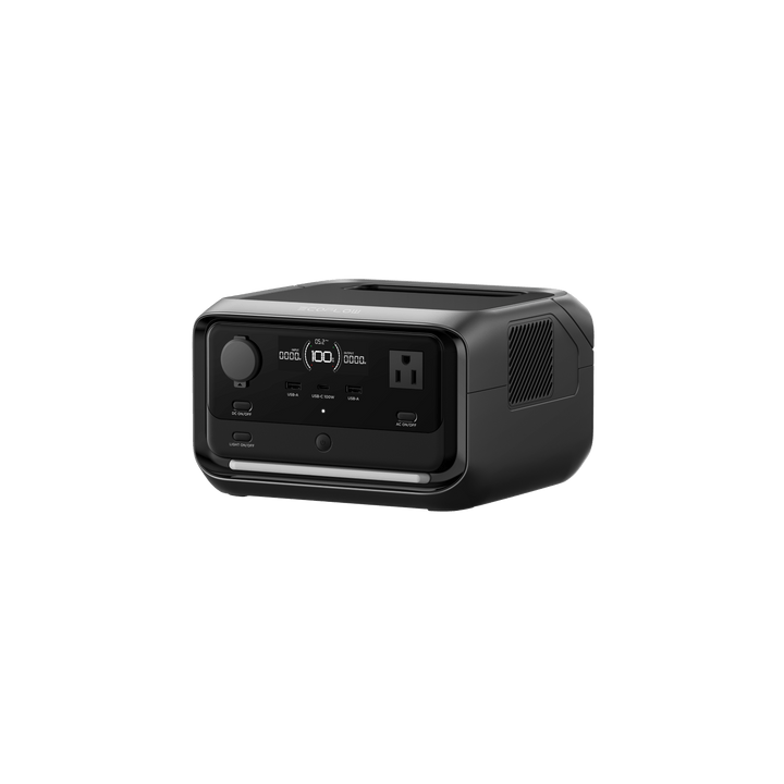 EcoFlow RIVER 3 Plus Portable Power Station 286Wh Capacity 600W Output with multiple outlets and USB ports.