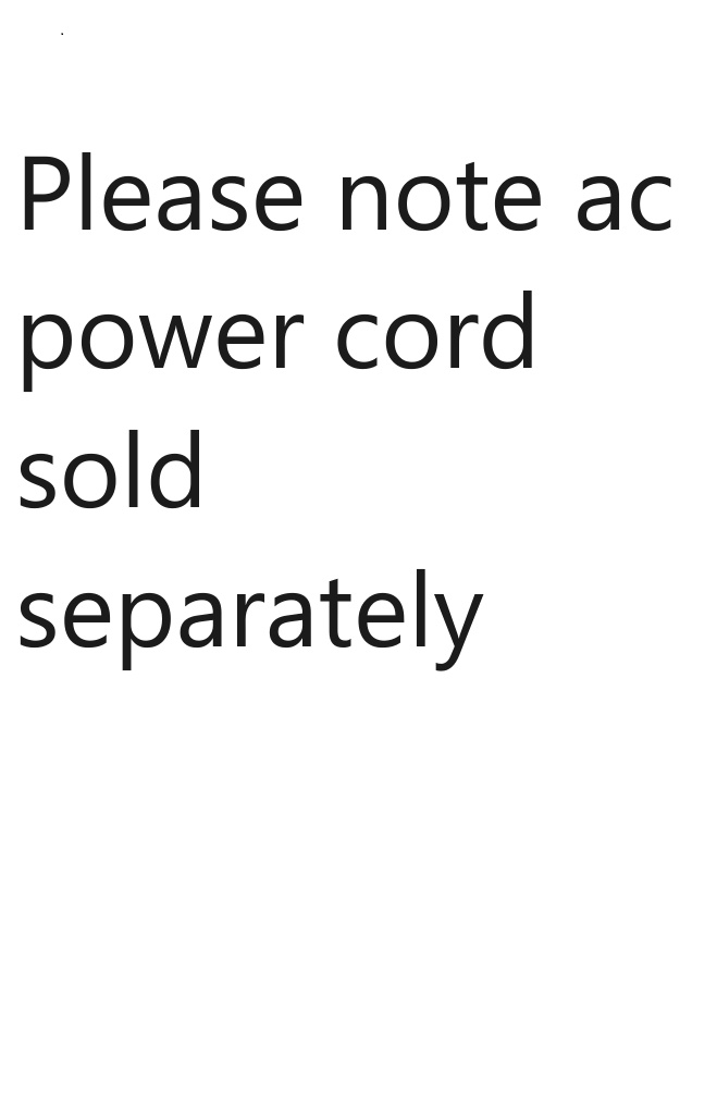 Text indicating that the AC power cord is sold separately for the product.