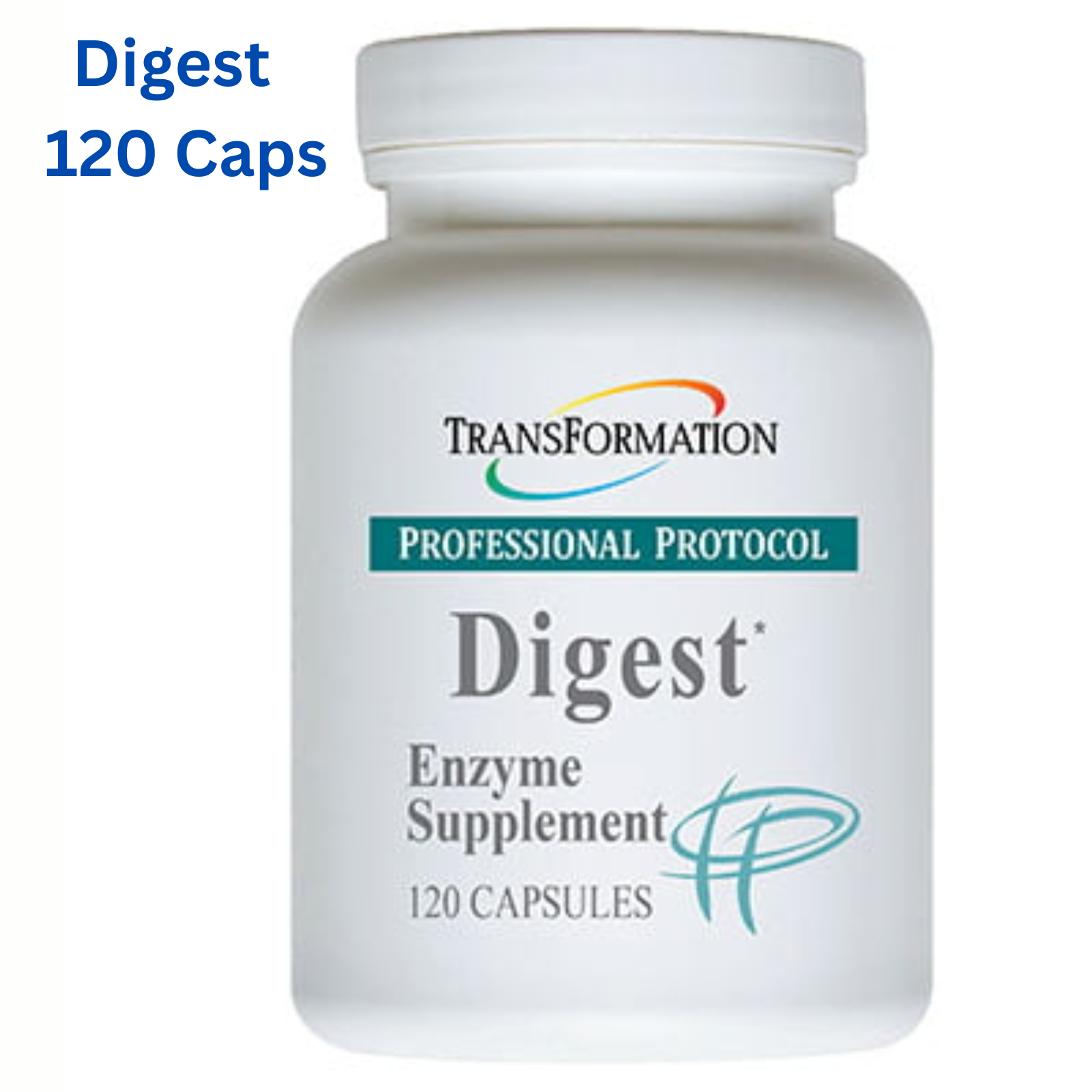 Transformation Enzymes Digest Supports Digestion 120 Caps bottle with label details.
