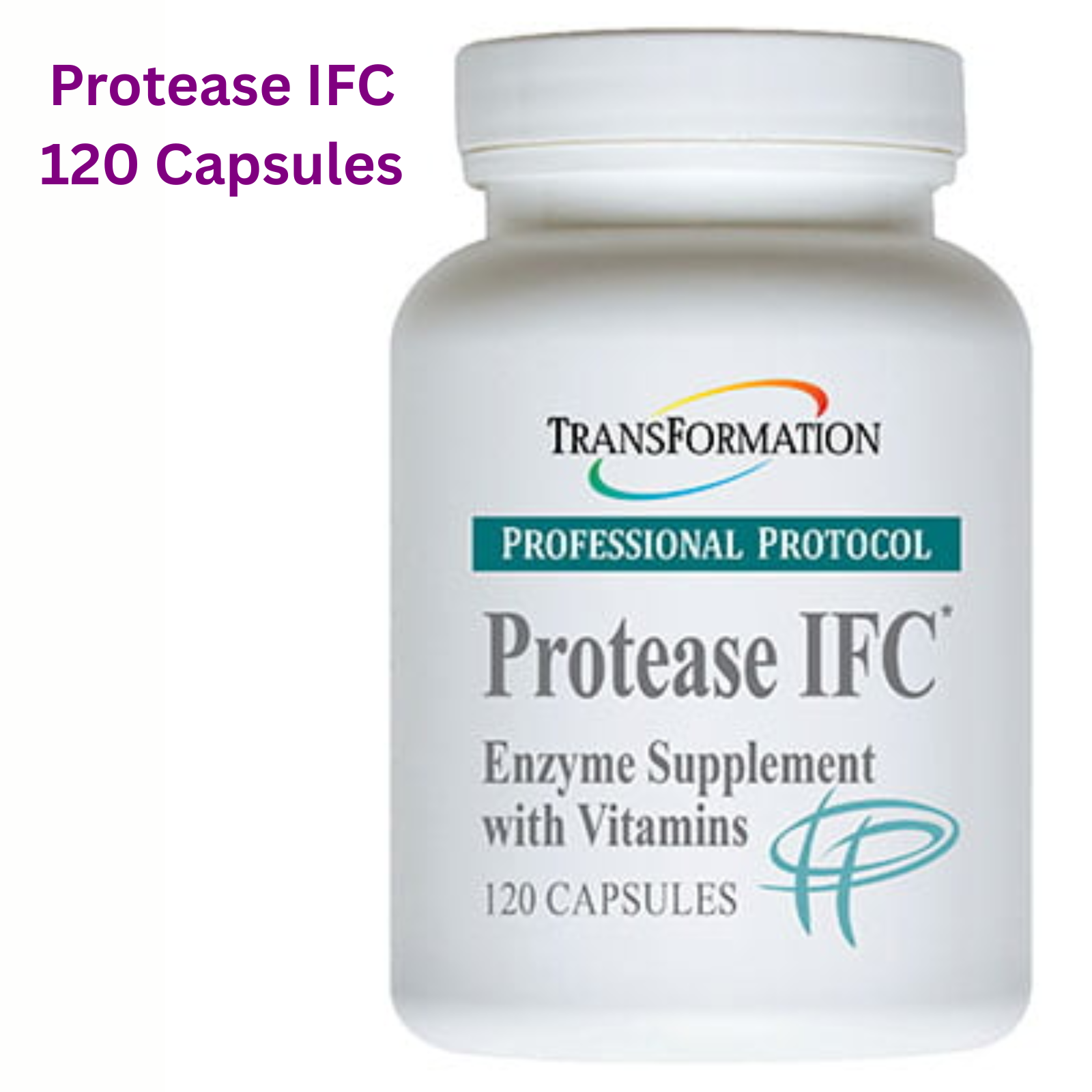 Transformation Enzymes Protease IFC 120 Capsules product bottle for healthy muscular support.