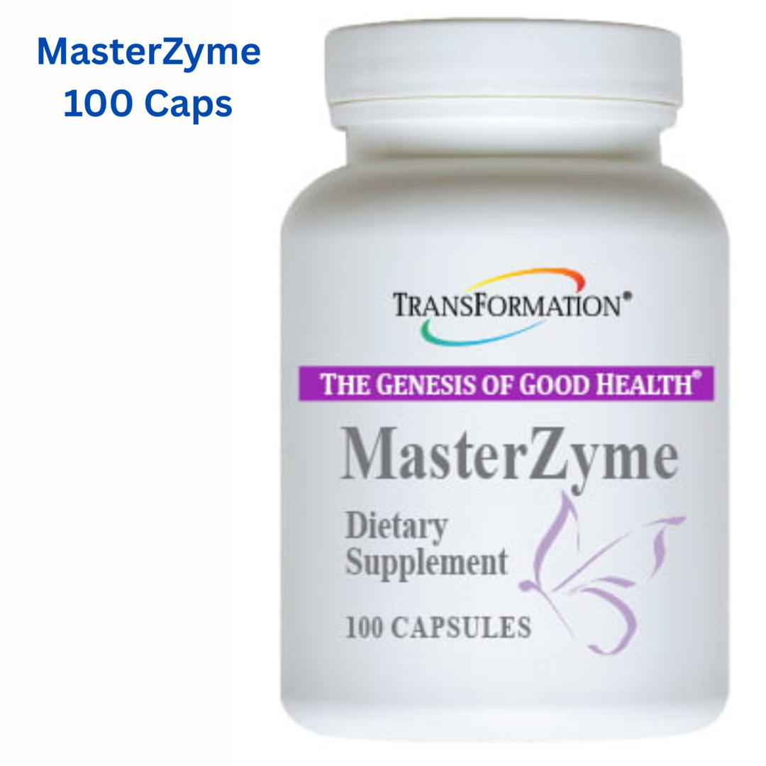 Transformation Enzymes MasterZyme 100 Caps dietary supplement bottle image for hormone balance.