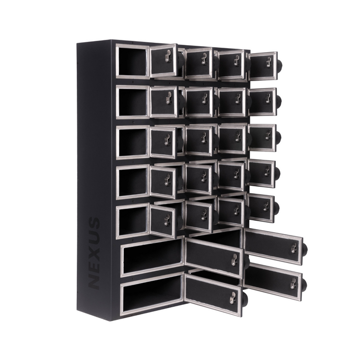 Faraday NEXUS Faraday Locker secure RF shielded storage box with multiple compartments for data protection.