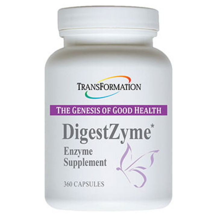 Transformation Enzymes DigestZyme enzyme supplement 360 capsules for gut health support.