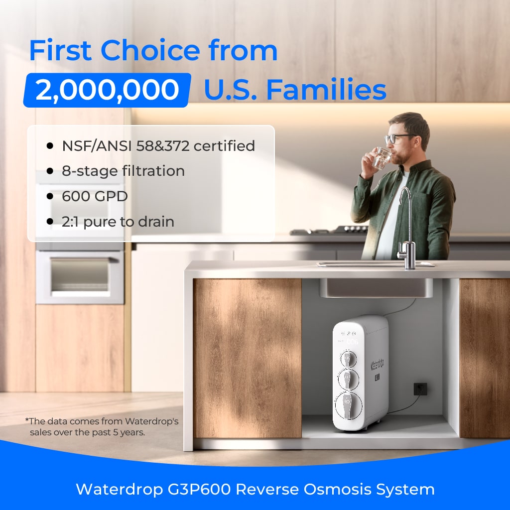 Waterdrop G3P600 Reverse Osmosis System 600GPD NSF Certified LED Faucet
