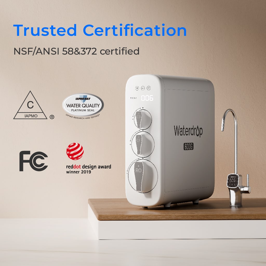 Waterdrop G3P600 Reverse Osmosis System 600GPD NSF Certified LED Faucet
