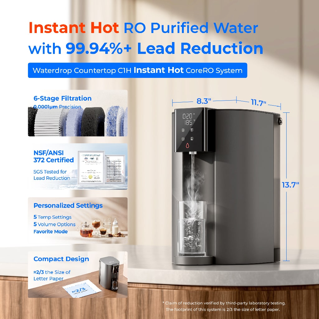 Waterdrop C1H 6 Stage Instant Hot Water Core RO System 3:1 5 Temperature Options