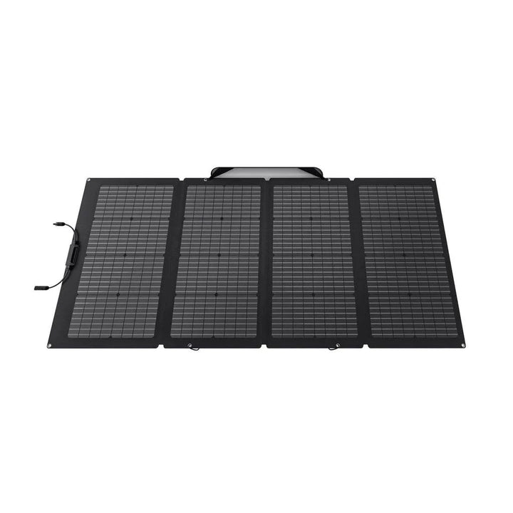 EcoFlow NextGen 220W Bifacial Solar Panel Waterproof Kit for Camping and RV, showcasing its sleek design and efficiency.