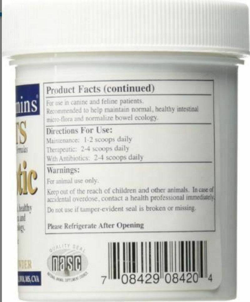 Rx Vitamins For Pets Rx Biotic Digestive Health Powder product facts and usage instructions for dogs and cats