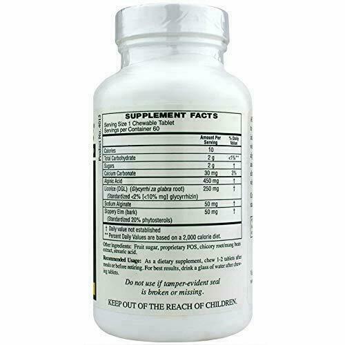 Bottle of Rx Vitamins For Human Acid Block Indigestion Support chew tablets with supplement facts on the label.